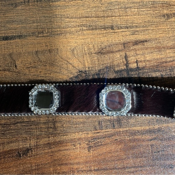 Rhinestone Belt Western Women\'s Cowgirl Crystal Studs Bling Silver Black leather main image 7